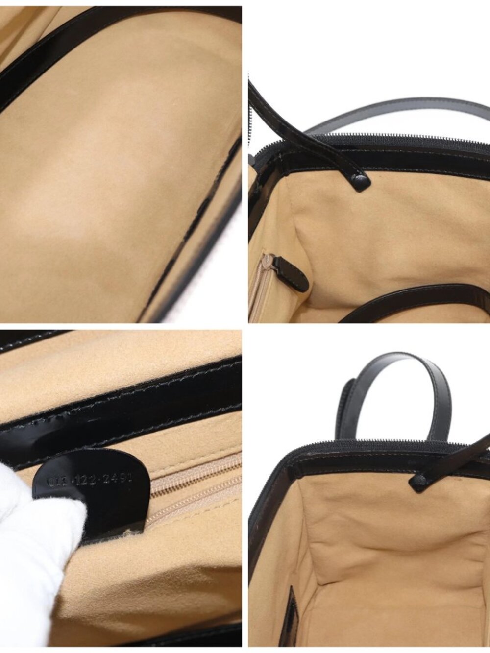 GUCCI Bamboo Vanity Hand Bag Patent 2way Black Silver 013 122 2491 Auth bs33063 - Picture 15 of 16